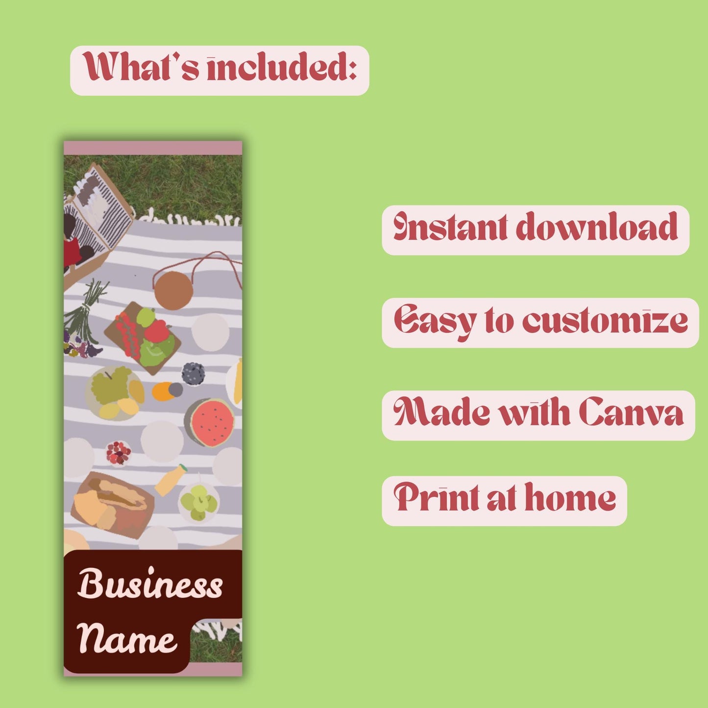 Customizable Picnic Bookmark Template | Canva Editable Reading Tracker | Digital Download for Book Lovers | Unique Bookworm Gift