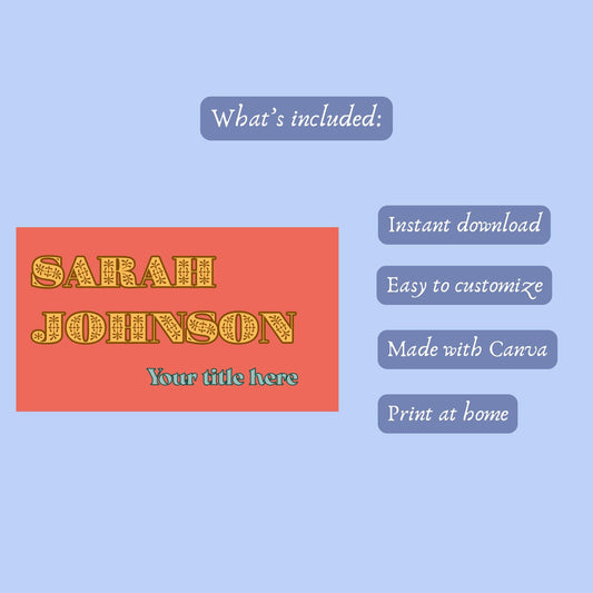 Retro Business Card Template Canva | Vintage Groovy Design | Customizable Digital Download for Small Business | Unique 70s Branding