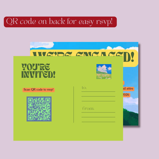 We're Engaged Postcard Template | Retro Engagement Announcement | Canva Digital Download | Vintage Style Card | Instant Download