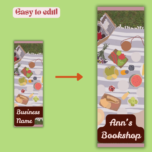 Customizable Picnic Bookmark Template | Canva Editable Reading Tracker | Digital Download for Book Lovers | Unique Bookworm Gift
