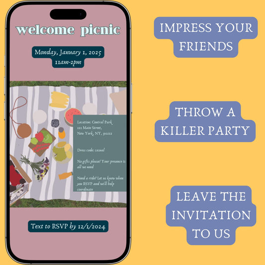 Picnic Invitation Template | Welcome Party Invite | Canva Digital Download | Outdoor Event Card | Instant Download | Baby Shower