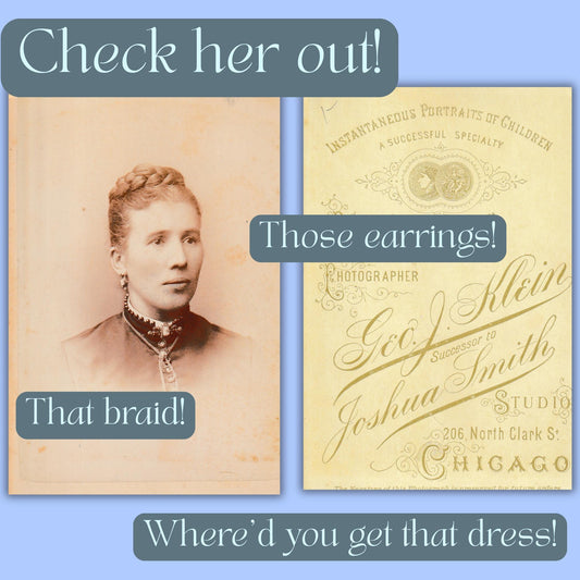 Vintage 1880s Woman Photo | Chicago Cabinet Card Portrait | Geo J Klein Studio | Victorian Era Fashion | Genealogist History Gift